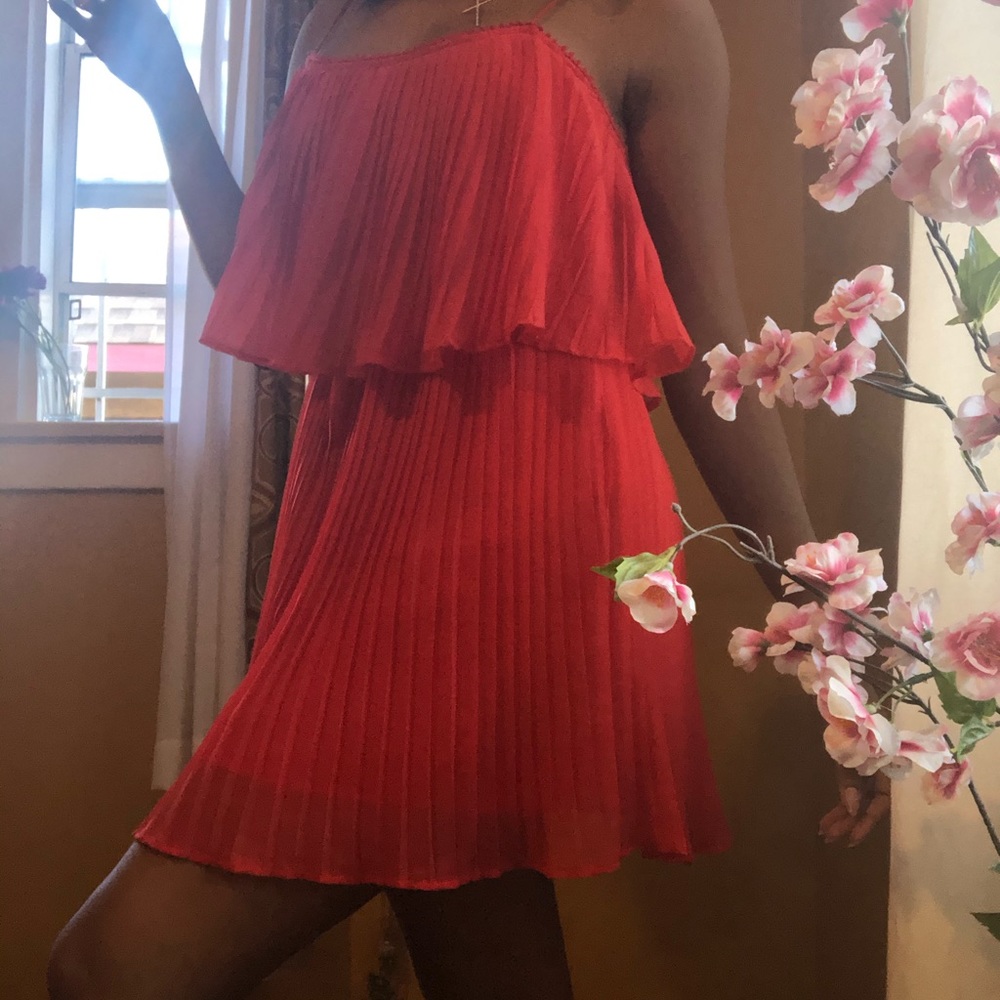 Zara red chiffon tunic dress